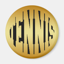 TENNIS - GOLD TEXT FRIDGE MAGNETS