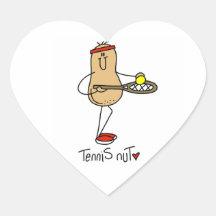 Tennis Nut T-shirts and GIfts Heart Stickers