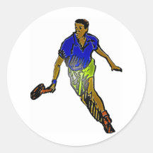 TENNIS PLAYER ROUND STICKER