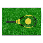 Tennis Racket & Ball On Lawn Card