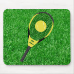 Tennis Racket & Ball On Lawn Mouse Pads