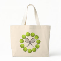 TENNIS RACQUET AND BALLS TOTE BAG
