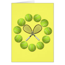 TENNIS RACQUET AND BALLS GREETING CARDS