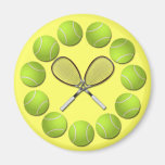 TENNIS RACQUET AND BALLS FRIDGE MAGNETS