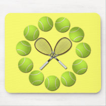 TENNIS RACQUET AND BALLS MOUSE PADS