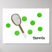 Tennis Racquet and Tennis Balls Poster