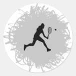Tennis Scribble Style (Female) Round Stickers