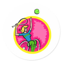 Tennis Swing Round Stickers