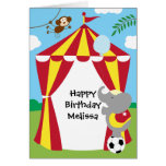 Tente de cirque et carte d'anniversaire d'animaux