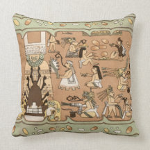 Teotihuacan Ancient Mural Mexico Throw Pillows