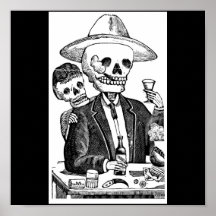 Tequila et tabagisme potables squelettiques affiche