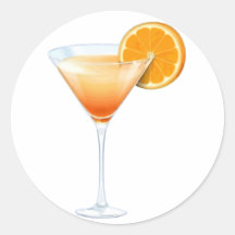 Tequila Sunrise Cocktail Round Stickers