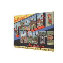 Terre Haute, Indiana - grandes scènes de lettre Impressions Sur Toile
