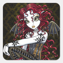 "Terri" Gothic Red Rose Fairy Fantasy Stickers
