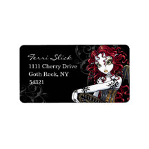 "Terri" Gothic Red Rose Tattoo Fairy Art Labels