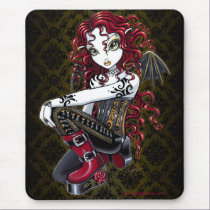 "Terri" Gothic Red Rose Tattoo Fairy Art Mousepad mousepads