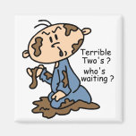 Terrible Two's? Who's Waiting? Baby (BLUE) Refrigerator Magnets