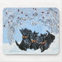 Terriers écossais dans la neige ! tapis de souris
