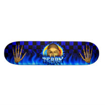 Terry skull blue fire Skatersollie skateboard