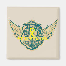 Testicular Cancer Survivor Vintage Winged Refrigerator Magnet