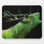 Tête de renne de mâle - vert, dos noir tapis de souris