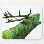 Tête de renne de mâle - vert tapis de souris