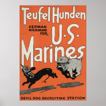 Teufel Hunden ~ Vintage World War 1. Poster