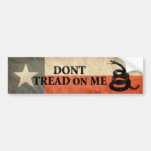 Texas and Don’t Tread on Me Flag Together Bumper Sticker