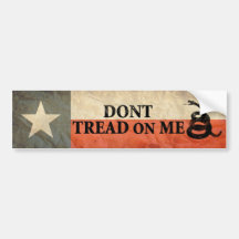 Texas and Don’t Tread on Me Flag Together Bumper Stickers