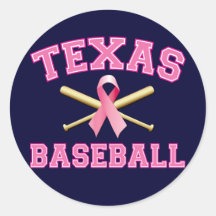 TEXAS BASEBALL PINK RIBBON STICKER