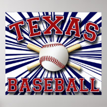 TEXAS BASEBALL POSTER PRINT