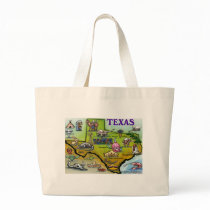 TEXAS Cartoon Map Canvas Bag