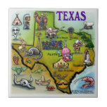 Texas Cartoon Map Ceramic Tiles
