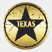 TEXAS GRUNGE STYLE STAR ROUND STICKERS