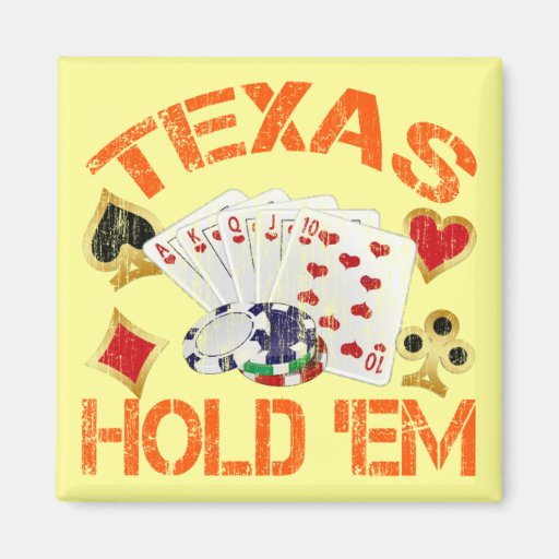 TEXAS HOLD 'EM - DISTRESSED REFRIGERATOR MAGNETS