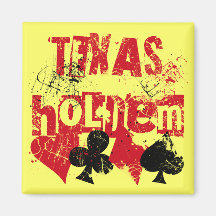 TEXAS HOLD'EM - DISTRESSED AND PAINT SPLATTER FRIDGE MAGNETS