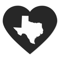 Texas in White and Black Heart Stickers