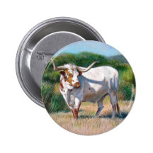 Texas Longhorn Bull Western Art Painting Pin