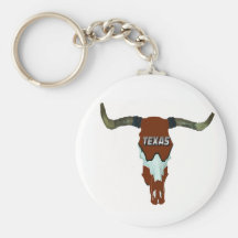 TEXAS LONGHORN  ORANGE AND WHITE KEYCHAIN