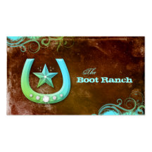 Texas Star Horseshoe Business Card Brown Blue