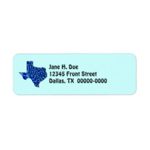 Texas State Map Shape TX Return Address Label