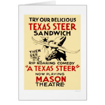 Texas Steer Sandwich 1938 WPA Greeting Card