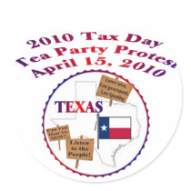 Texas Tax Day Tea Party Protest Sticker