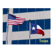 Texas & U.S. Flags with Bird in Flight Post Cards