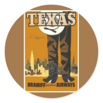 Texas - Vintage Travel Poster Art Round Sticker