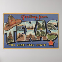 TexasGreetings From The Lone Star State Print
