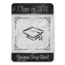 Textured Black and White Graduation Invitations invitations