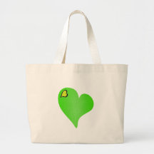 Textured Green Heart Canvas Bag