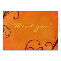 Textured Orange with Plum Swirls Thank You Card