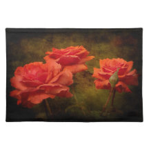 Textured Peach Coloured Roses Placemat